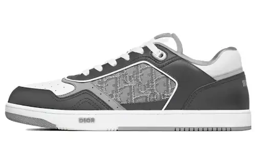 DIOR B27 Low Top Anthracite Gray White Calfskin