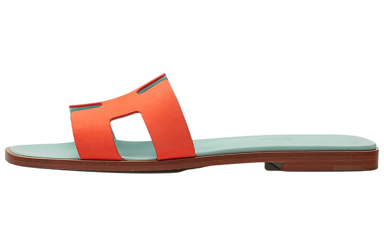 HERMES Oran Slide Slippers Women's Orange Green