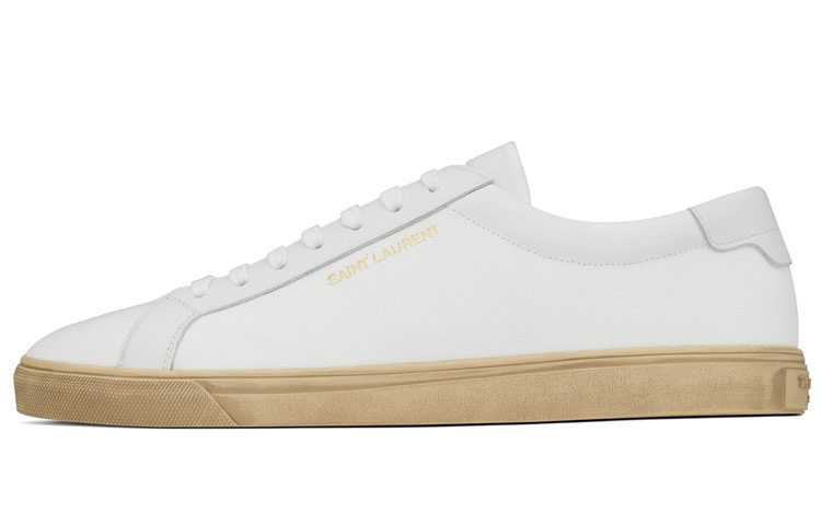 SAINT LAURENT Andy Low top Stylish Skateboarding Shoes Men's White Distressed