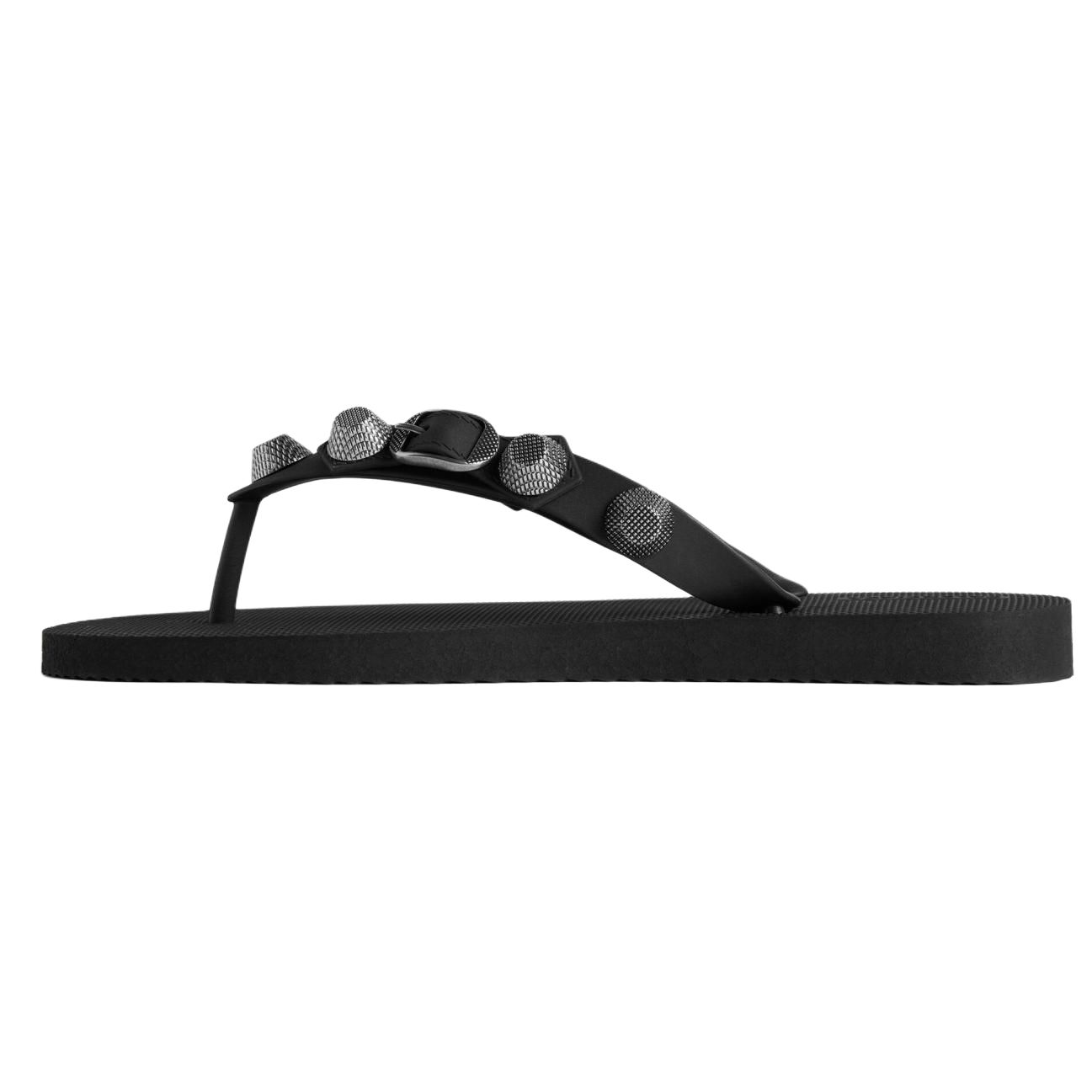 Balenciaga Balenciaga Cagole rubber silver studded flip-flops women's black