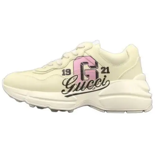 GUCCI Rhyton Leather Low top Chunky Sneakers Women's Ivory White