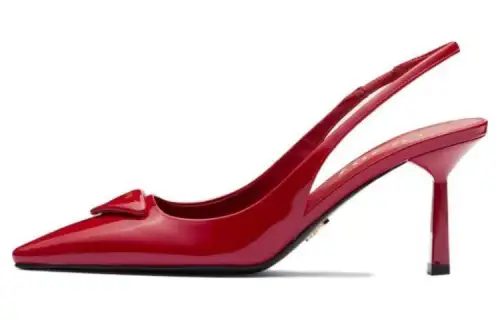 PRADA Patent Leather Slim Heel High Heels 7.5cm Women's Cherry Red