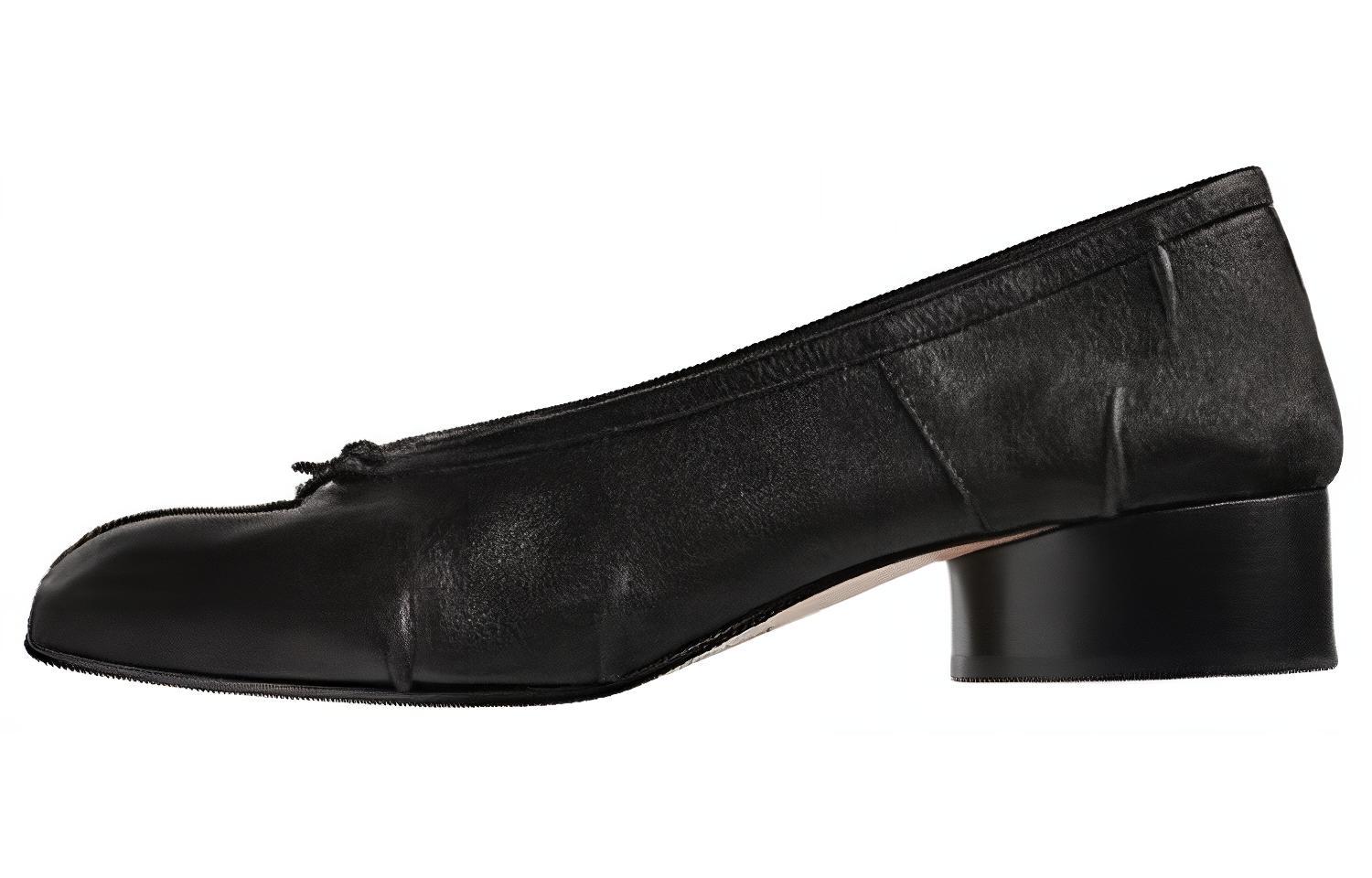 Maison Margiela Maison Margiela leather comfortable toe distressed casual shoes 3cm women's black