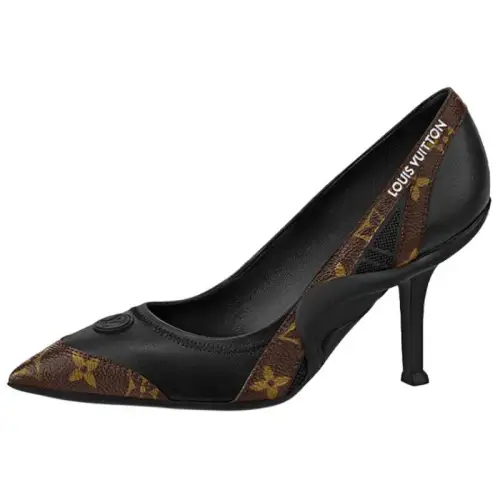 LOUIS VUITTON Archlight 1.0 Leather Slim Heel High Heels 9cm Women's Black Brown