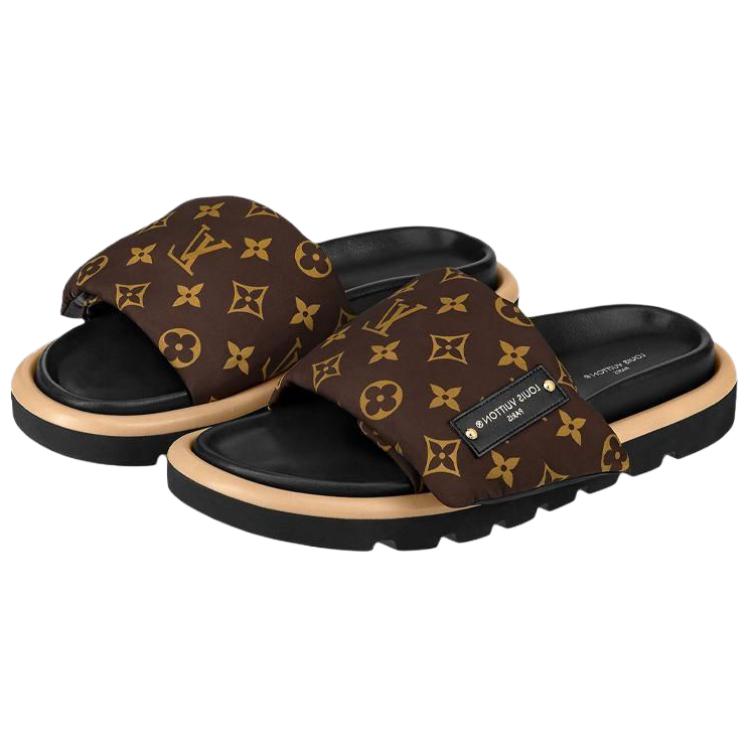 Женские шлепанцы Louis Vuitton Pool Pillow Comfort (коричневые) — фото 3