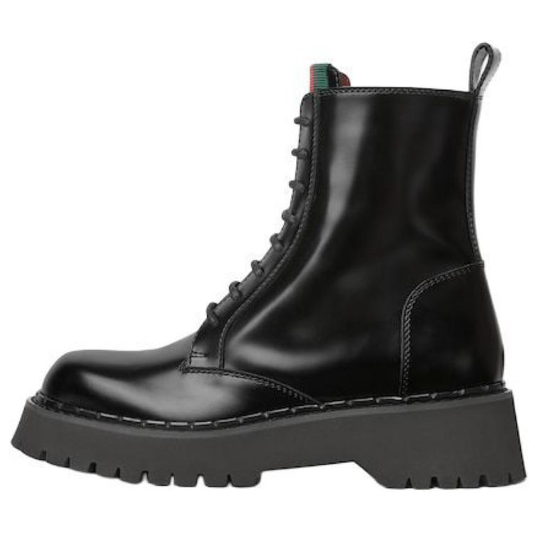 Женские ботинки Gucci Leather Ankle Boots (черные)