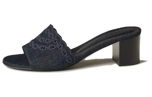 HERMES Gwladys Slide Slippers Women's Marine Blue