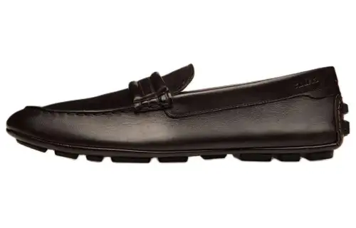 BALLY Bally Leather Embossed Bally Logo Loafers Men's Brown
