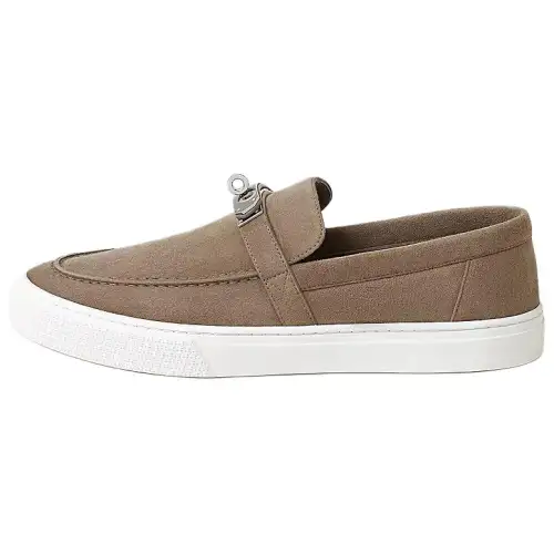 HERMES Game Loafers Men's Light Brown