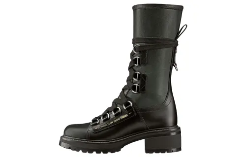 DIOR D Fight Leather Ankle Boots Women's Black