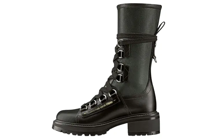 DIOR D Fight Leather Ankle Boots Women's Black