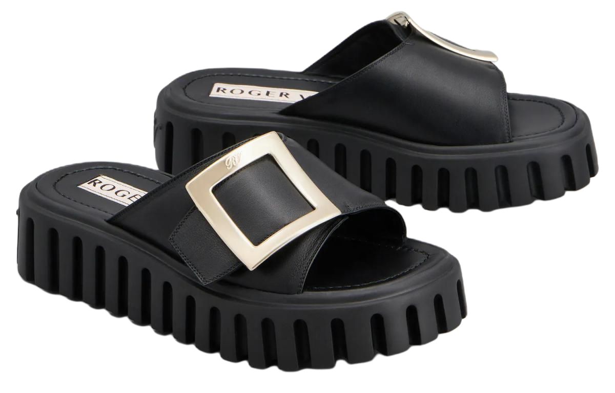 Roger Vivier Viv' Go Thick Odor Resistant Slide Slippers 3.5cm Women's Black
