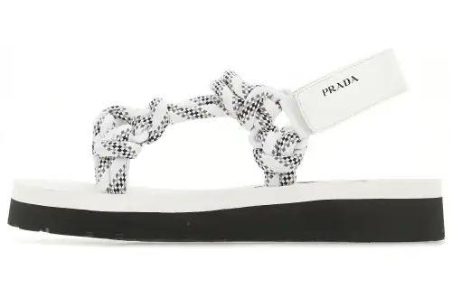 PRADA One Strap Sandals Women's White Black