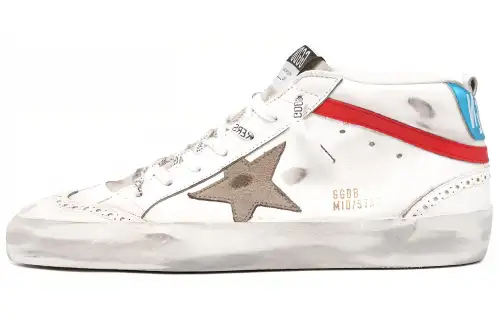 Golden Goose Mid Star Stylish Skateboarding Shoes Men's White Distressed