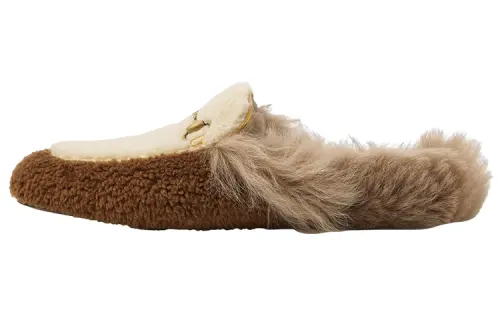 GUCCI 2015 Re Edition Princetown Sheepskin Men's Casual Shoes Men's Brown
