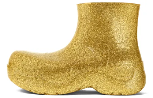 Bottega Veneta Puddle BV Rain Boots Rubber Shimmery Ankle Boots Women's Gold