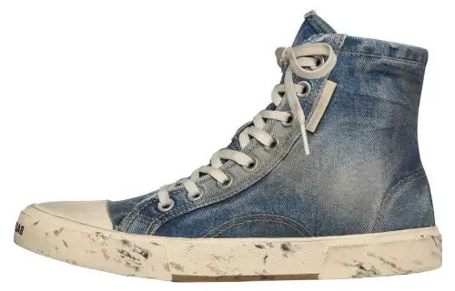 Balenciaga Paris High Top Sneakers 'Blue Destroyed Denim And Rubber' Women's