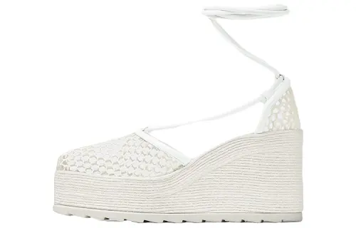 Bottega Veneta Stretch Wedge Heel High Heels Women's White