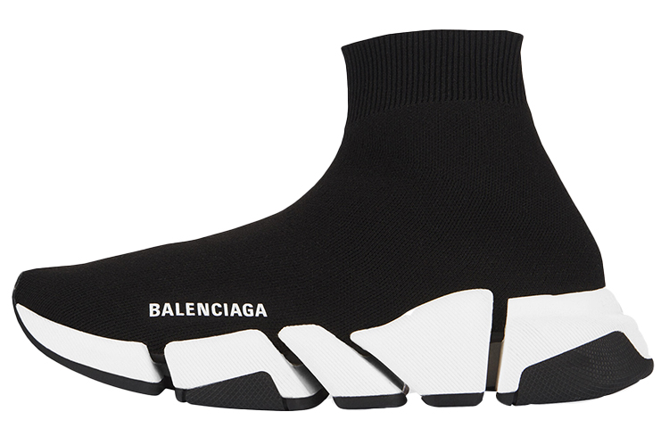 Balenciaga Balenciaga Speed 2.0 fabric trendy and versatile high-top sneakers men's white and black
