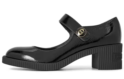 DIOR D Doll Block Heel High Heels 5CM Women's Black