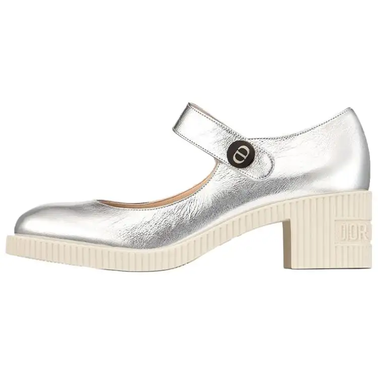 DIOR D Doll Block Heel High Heels Women's Silver