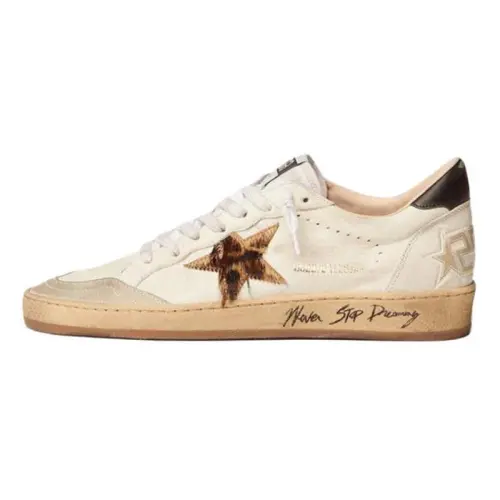 Golden Goose Ball Star Leather Low top Skateboard Shoes Women's White Brown