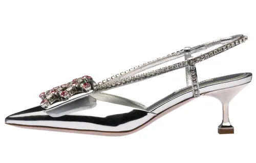 MIU MIU Cone Heel High Heels 5.5cm Women's Silver