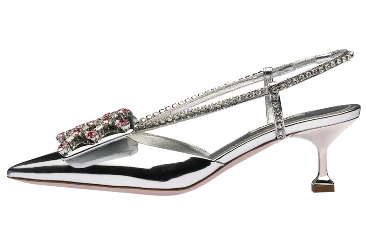 MIU MIU Cone Heel High Heels 5.5cm Women's Silver