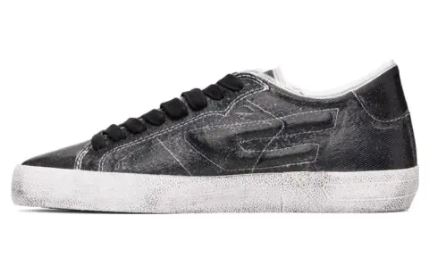 DIESEL S Leroji Leather Low top Skateboard Shoes Men's Gray Black