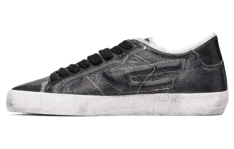 DIESEL S Leroji Leather Low top Skateboard Shoes Men's Gray Black
