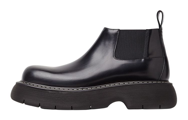 Bottega Veneta Bottega Veneta The Bounce Leather Round Toe Ankle Chelsea Boots Men's Black