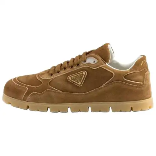 PRADA Suede Low top Casual Shoes Women's Brown
