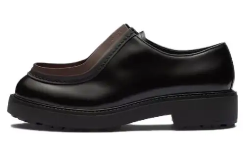 PRADA Opaque Brushed-leather Lace-up Shoes