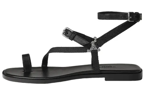 HERMES Gossip One Strap Sandals Women's Black