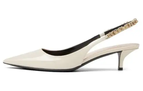 GUCCI Signoria Patent Leather Slim Heel High Heels 4.5cm Women's White