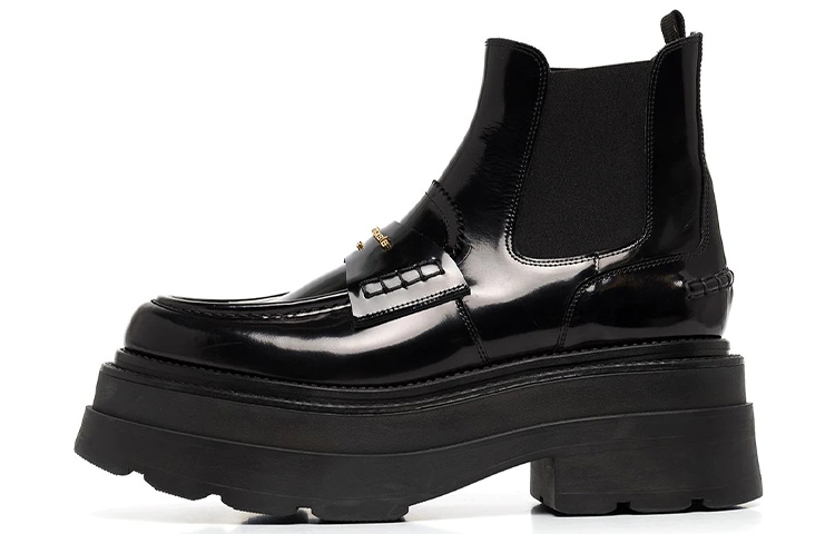Alexander wang Alexander Wang Logo Leather Logo Thick Sole Short Chelsea Boots 7.5cm Women's Black