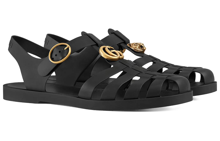 GUCCI Double G Roman Sandals Men's Black