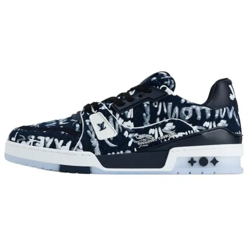 LOUIS VUITTON Nigo Collaboration Trainer FW25 Cow Leather Low top Skateboard Shoes Men's Blue