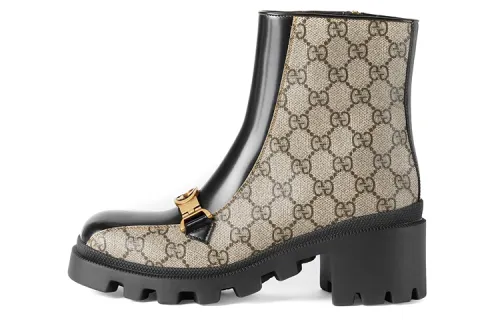 Gucci Wmns Gg Supreme Ankle Boot 'Dark Beige' Women's