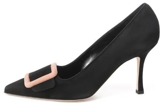 MANOLO BLAHNIK Suede High Heels 9cm Women's Black