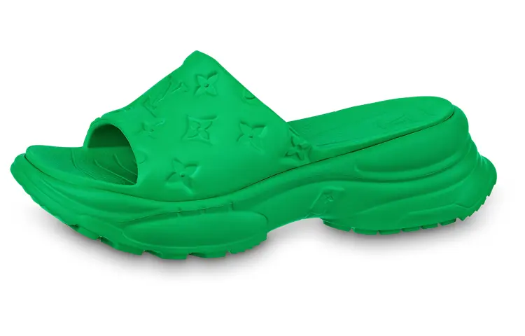 LOUIS VUITTON Pool 55 Slide Slippers Women's Green