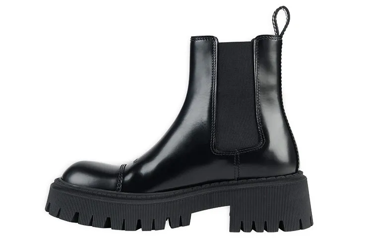 Balenciaga Tractor Round Tip Short Combat Boots 2cm Women's Black
