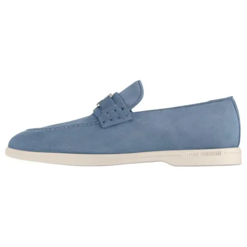 LOUIS VUITTON Estate Suede Loafers Men's Blue