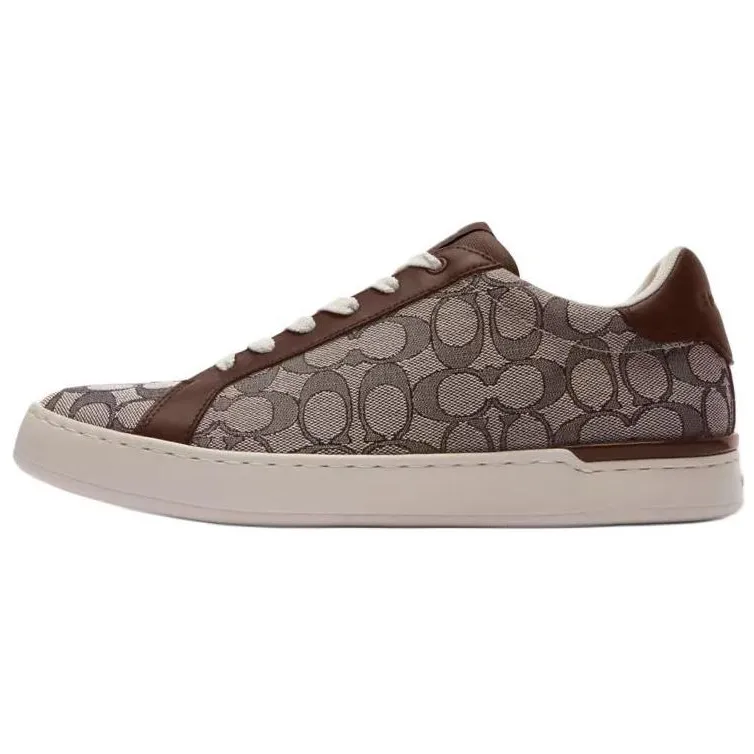 COACH Clip Leather Low top Skateboard Shoes Men's Brown
