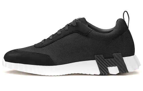 HERMES Bouncing Low top Casual Shoes Men's Black White