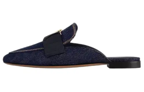 LOUIS VUITTON Capri Rubber Sole Closed Toe Slippers Women's Blue