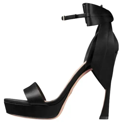 DIOR MLLE Leather One Strap Sandals 12cm Women's Black