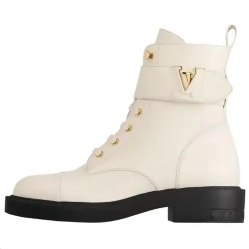 LOUIS VUITTON Citizen Cow Leather Ankle Boots Women's White