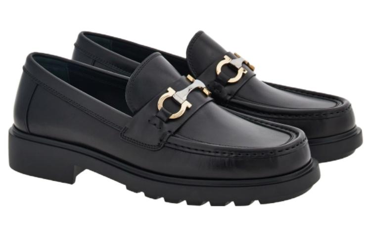 FERRAGAMO Gancini-plaque Leather Loafers
