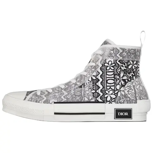 DIOR And Shawn B23 High Top Black White Embroidery